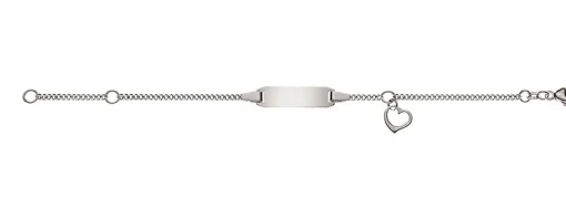 Bébé Bracelet Panzer Weissgold 750, 14cm Herzanhänger Gravurplatte 2.1cm