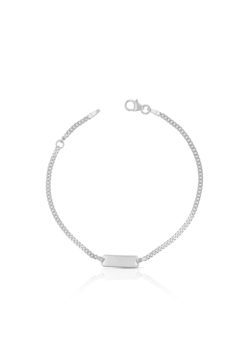 Bébé Bracelet Panzer Weissgold 750, 18cm Gravurplatte 2.1cm