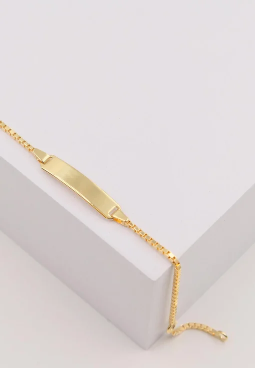 Bébé Bracelet Venezianer Gelbgold 750, 14cm Gravurplatte 1.4cm