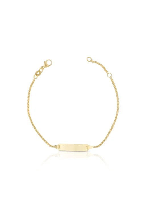 Bébé Bracelet Zopf Gelbgold 750, 16cm Gravurplatte 1.6cm