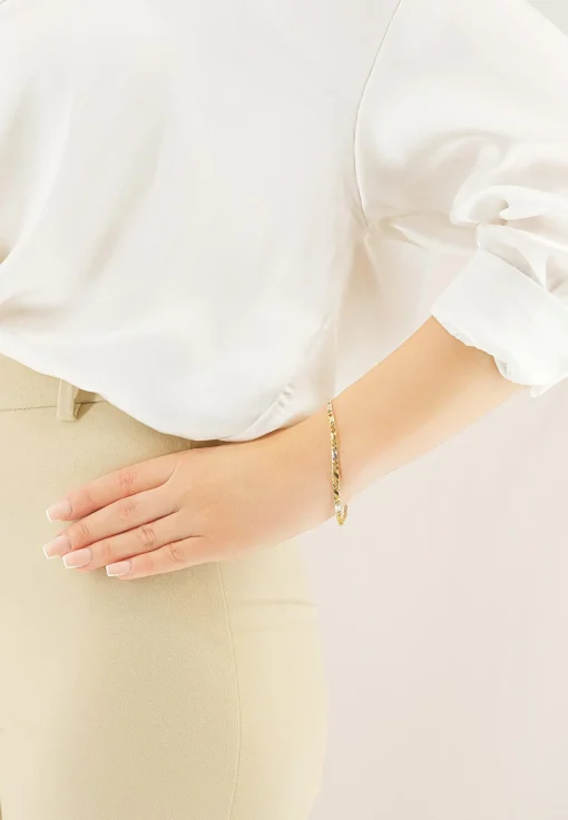 Bracelet 8er-Kette Bicolor Gelb-/Weissgold 750, 3.8mm, 19cm