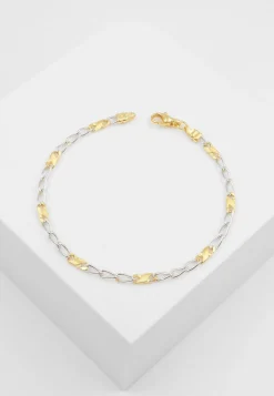 Bracelet 8er-Kette fein Bicolor Gelbgold-/Weissgold 750, 3.2mm, 19cm
