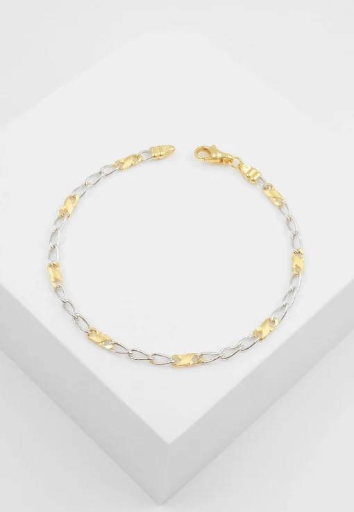Bracelet 8er-Kette fein Bicolor Gelbgold-/Weissgold 750, 3.2mm, 19cm