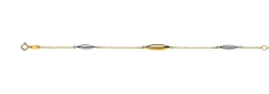 Bracelet Fantasie Bicolor Gelb-/Weissgold 375, 19cm Navetten-Zwischenteilen