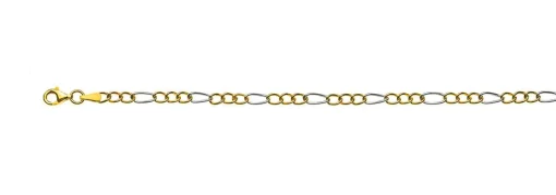 Bracelet Figaro Bicolor Gelb-/Weissgold 750, 19cm, 4mm