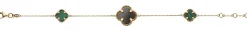 Bracelet 750/18K Gelbgold mit Malachit und Onyx Steinen, 19cm