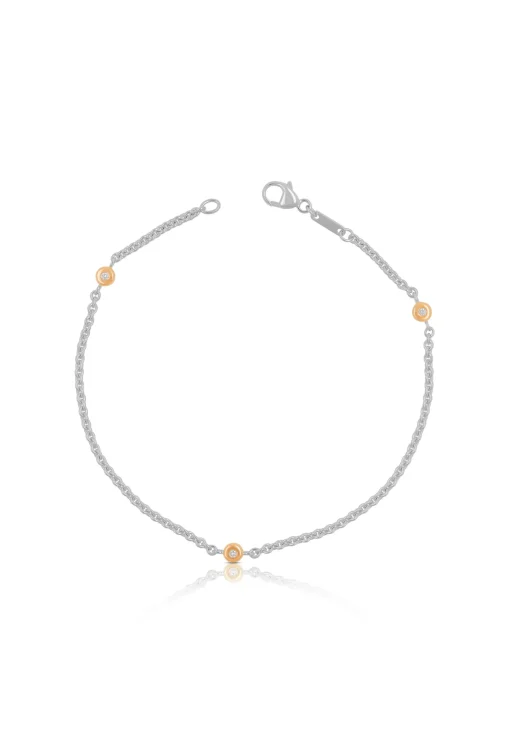 Bracelet Rundanker Bicolor Weiss-/Rotgold 750 Diamant 0.078ct. 1.9mm, 19cm