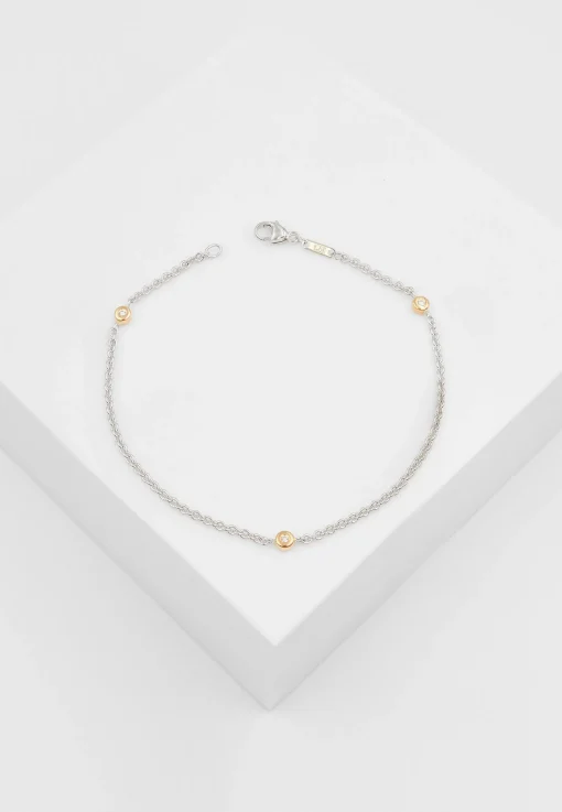 Bracelet Rundanker Bicolor Weiss-/Rotgold 750 Diamant 0.078ct. 1.9mm, 19cm
