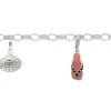 Bracelet Silber 925 Charm, Muschel, Flipp-Flopp, Delfin, 5mm, 19cm
