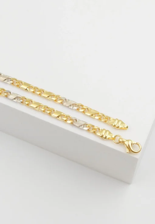 Collier 8er-Kette Bicolor Gelb-/Weissgold 750, 3.8mm, 50cm