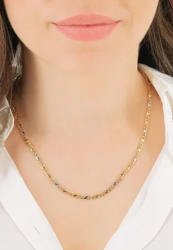 Collier 8er-Kette Bicolor Gelb-/Weissgold 750, 3.2mm, 55cm