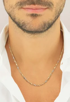 Collier 8er-Kette Bicolor Gelb-/Weissgold 750, 3.2mm, 55cm