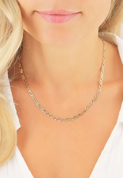 Collier Fantasie Bicolor Gelbgold-/Weissgold 750, 3.9mm, 55cm