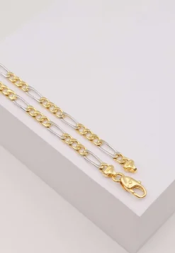 Collier Figaro Bicolor Gelb-/Weissgold 750, 4mm, 50cm