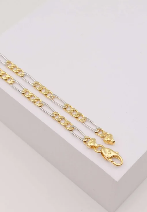 Collier Figaro Bicolor Gelb-/Weissgold 750, 4mm, 50cm