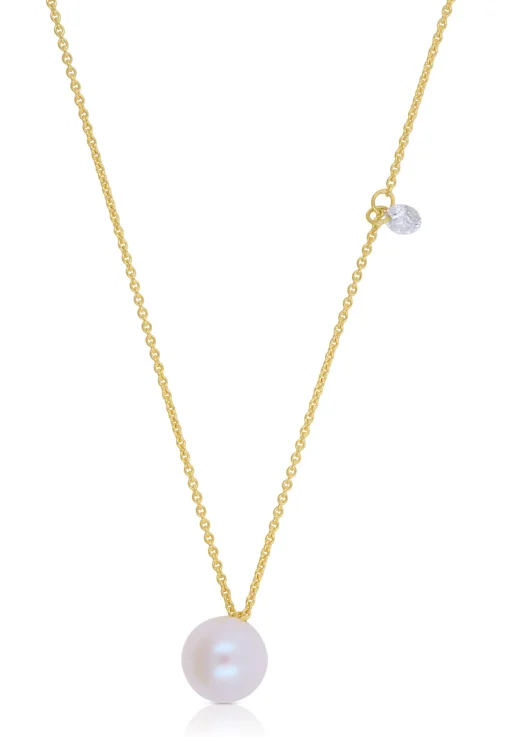 Collier Gelbgold 750 Akoya Perle 5.5-6mm Brillant 0.06ct.
