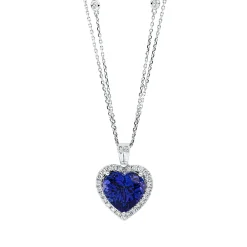 Collier Herz 750/18K Weissgold, Tansanite 6.29ct, Diamant 0.65ct.