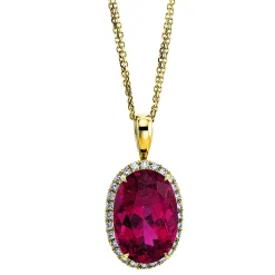 Collier 750/18K Gelbgold Diamant 0.58ct. Naturstein 11.08ct.