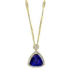 Collier 750/18K Gelbgold Diamant 1.41ct. Tansanit 9.23ct.  46 cm