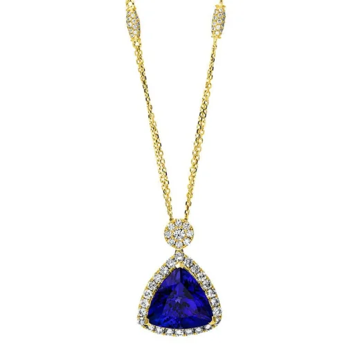 Collier 750/18K Gelbgold Diamant 1.41ct. Tansanit 9.23ct.  46 cm
