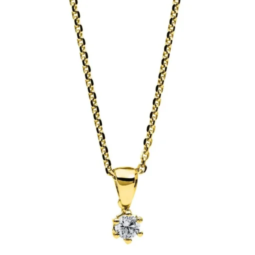 Collier 585/14K Gelbgold Diamant 0.1ct. 42 cm