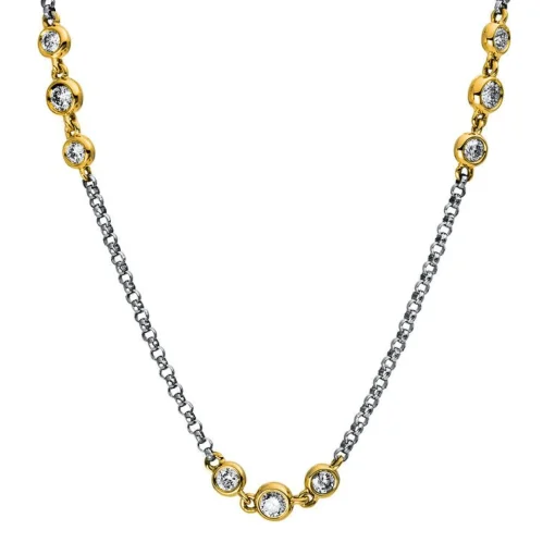 Collier 750/18K Gelbgold/Weissgold Diamant 1.2ct. 45 cm