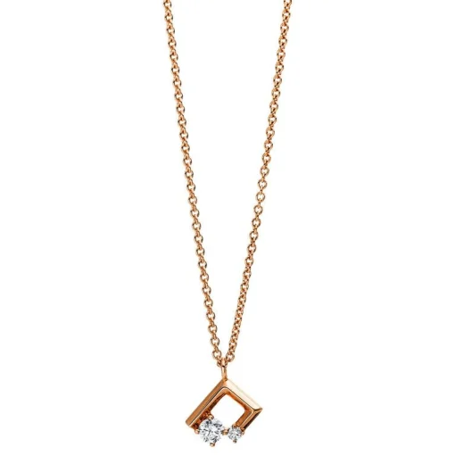 Collier 750/18K Rotgold Diamant 0.13ct. 45 cm