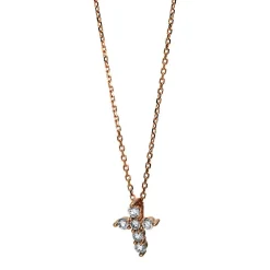 Collier 750/18K Rotgold Kreuz Diamant 0.32ct.