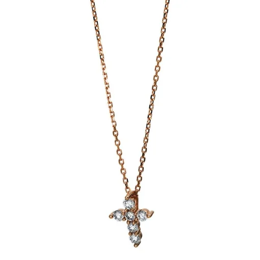 Collier 750/18K Rotgold Kreuz Diamant 0.32ct.