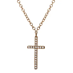 Collier 750/18K Rotgold Kreuz Diamant 0.03ct. 43 cm