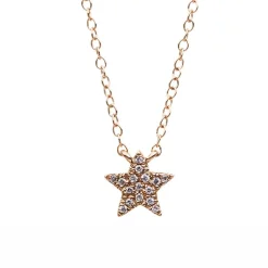Collier 750/18K Rotgold Stern Diamant 0.11ct. 42 cm