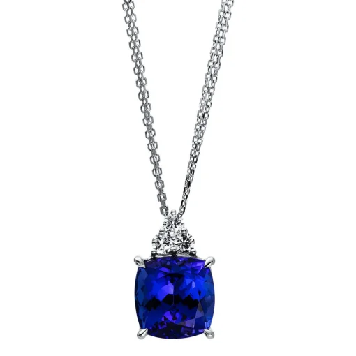 Collier 750/18K Weissgold Diamant 0.41ct. Tansanit 6.93ct.