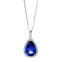 Collier 585/14K Weissgold Diamant 0.5ct. Tansanit 6.3ct.  45 cm
