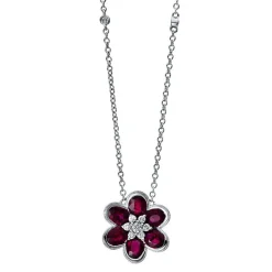 Collier 750/18K Weissgold Diamant 0.2ct. Rubin 2.52ct.  45 cm