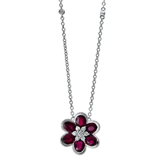 Collier 750/18K Weissgold Diamant 0.2ct. Rubin 2.52ct.  45 cm