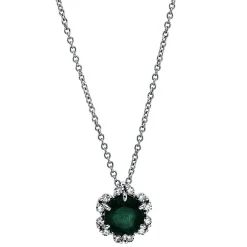 Collier 750/18K Weissgold Diamant 0.09ct. Smaragd 0.75ct.