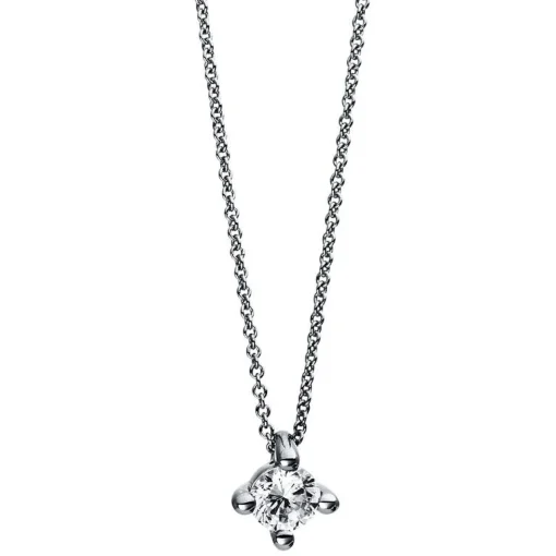 Collier 585/14K Weissgold Diamant 0.15ct. 42 cm