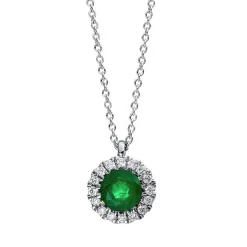 Collier 750/18K Weissgold Diamant 0.07ct. Smaragd 0.29ct.  42 cm