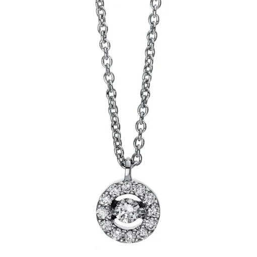 Collier 750/18K Weissgold Diamant 0.11ct. 42 cm