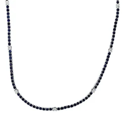 Collier 750/18K Weissgold Diamant 1.04ct. Safir 7.51ct.