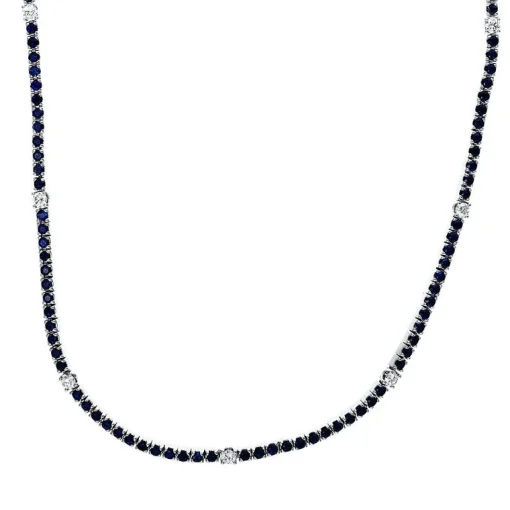 Collier 750/18K Weissgold Diamant 1.04ct. Safir 7.51ct.