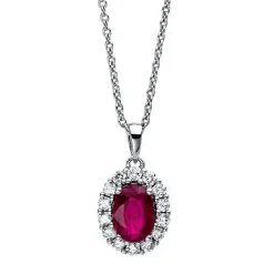 Collier 750/18K Weissgold Diamant 0.29ct. Rubin 0.79ct.  43 cm