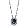 Collier 750/18K Weissgold Diamant 0.08ct. Safir 0.56ct. 43 cm