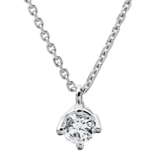 Collier 585/14K Weissgold Diamant 0.2ct. 42 cm
