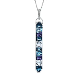 Collier 750/18K Weissgold Diamant 0.05ct. Topas 7.7ct.