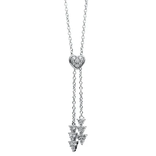 Collier 750/18K Weissgold mit Herzanhänger Diamant 0.67ct. 74 cm