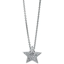 Collier 750/18K Weissgold Stern Diamant 0.1ct.