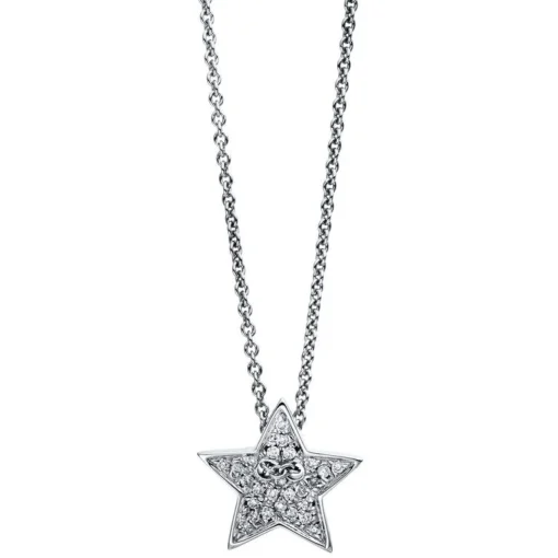 Collier 750/18K Weissgold Stern Diamant 0.1ct.