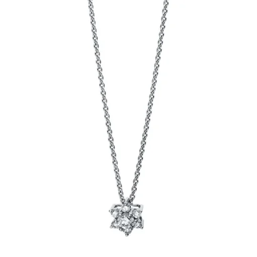 Collier 750/18K Weissgold Stern Diamant 0.29ct. 45 cm
