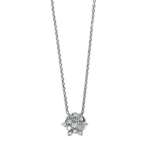 Collier 750/18K Weissgold Stern Diamant 0.48ct. 40 cm